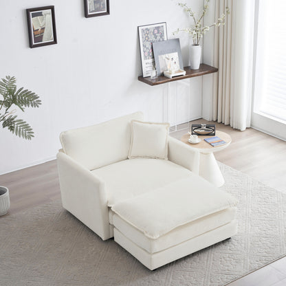 Allure Accent Chair With Ottoman White Chenille