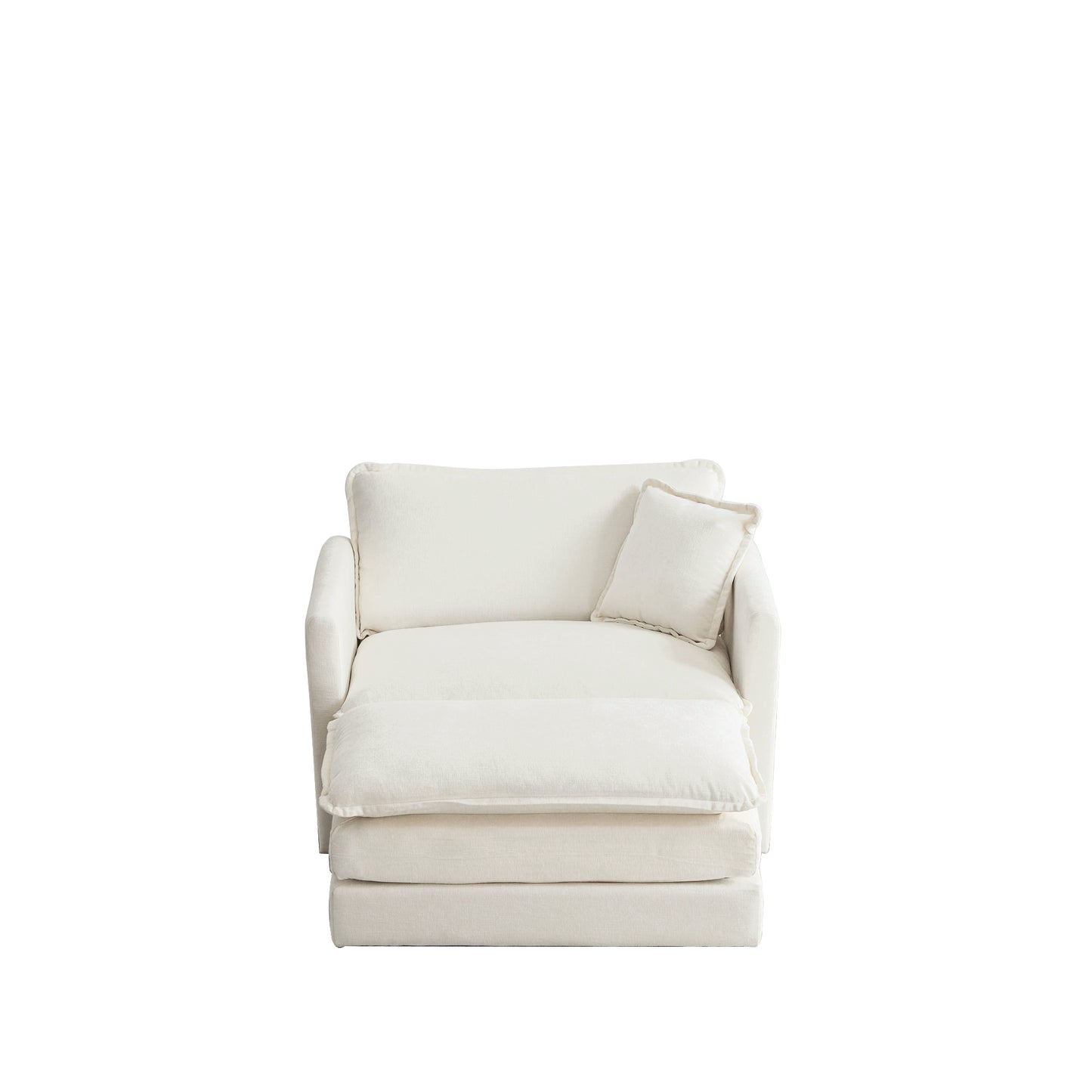 Allure Accent Chair With Ottoman White Chenille