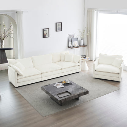 Allure Sofa Set White Chenille 3-1