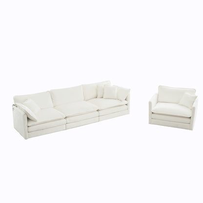 Allure Sofa Set White Chenille 3-1