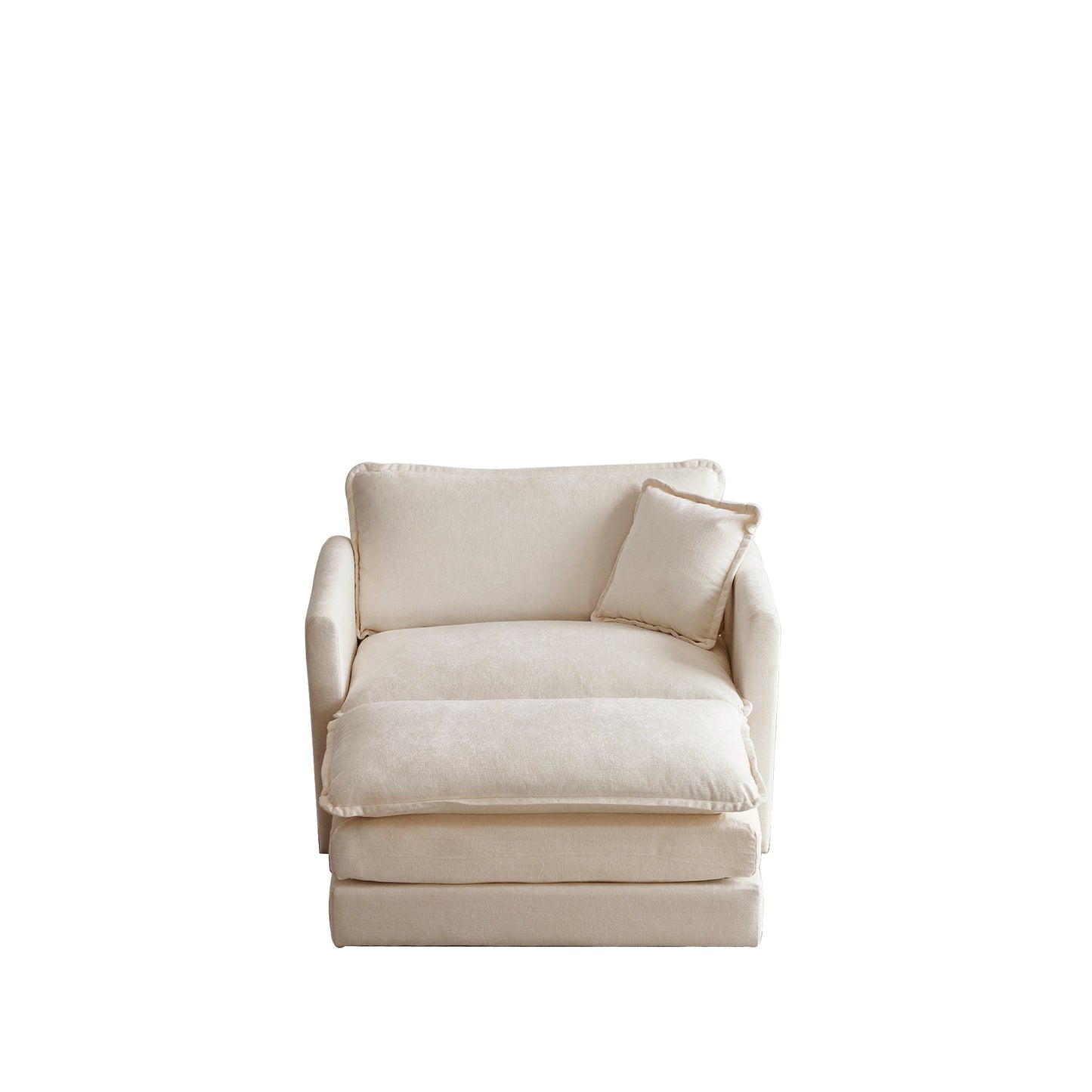 Allure Accent Chair With Ottoman White Chenille