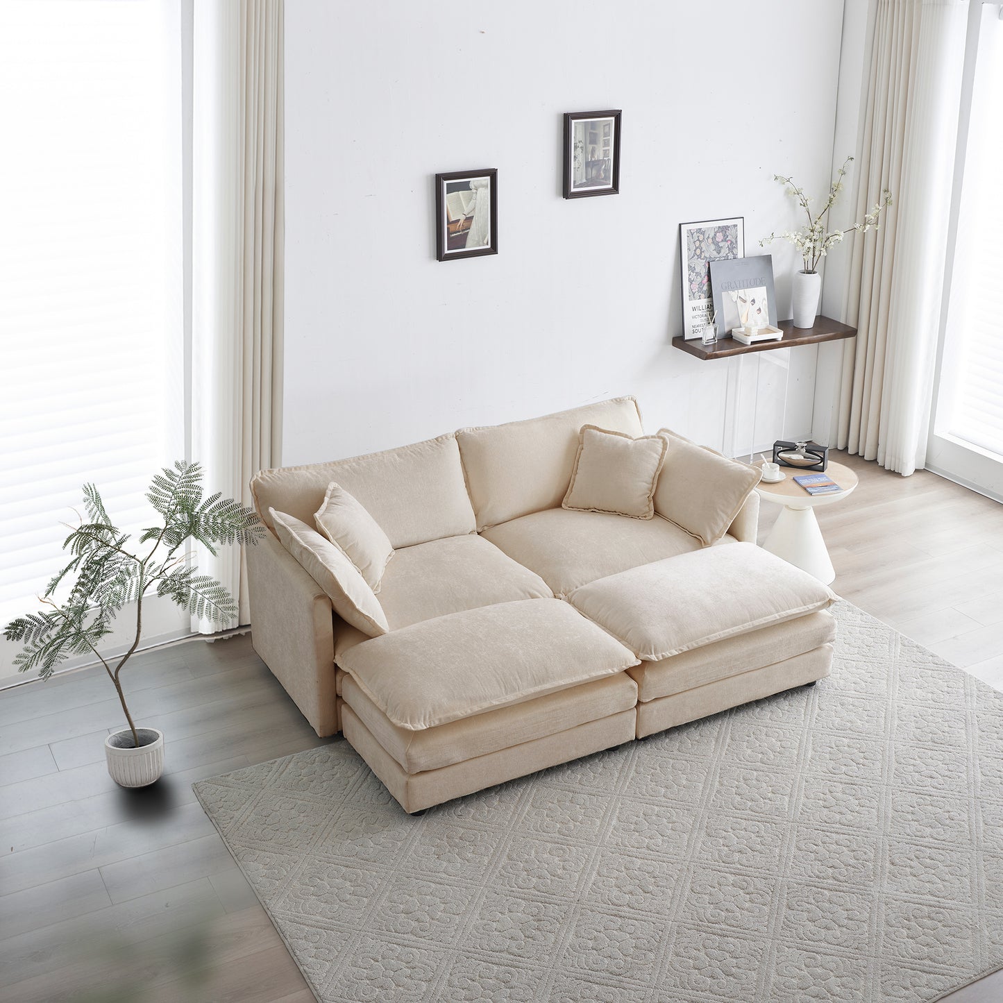 Allure Sofa Set 1  Two Seater Sofa + 2 Ottomans