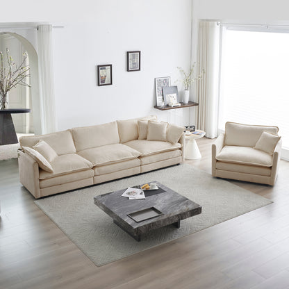 Allure Sofa Set White Chenille 3-1