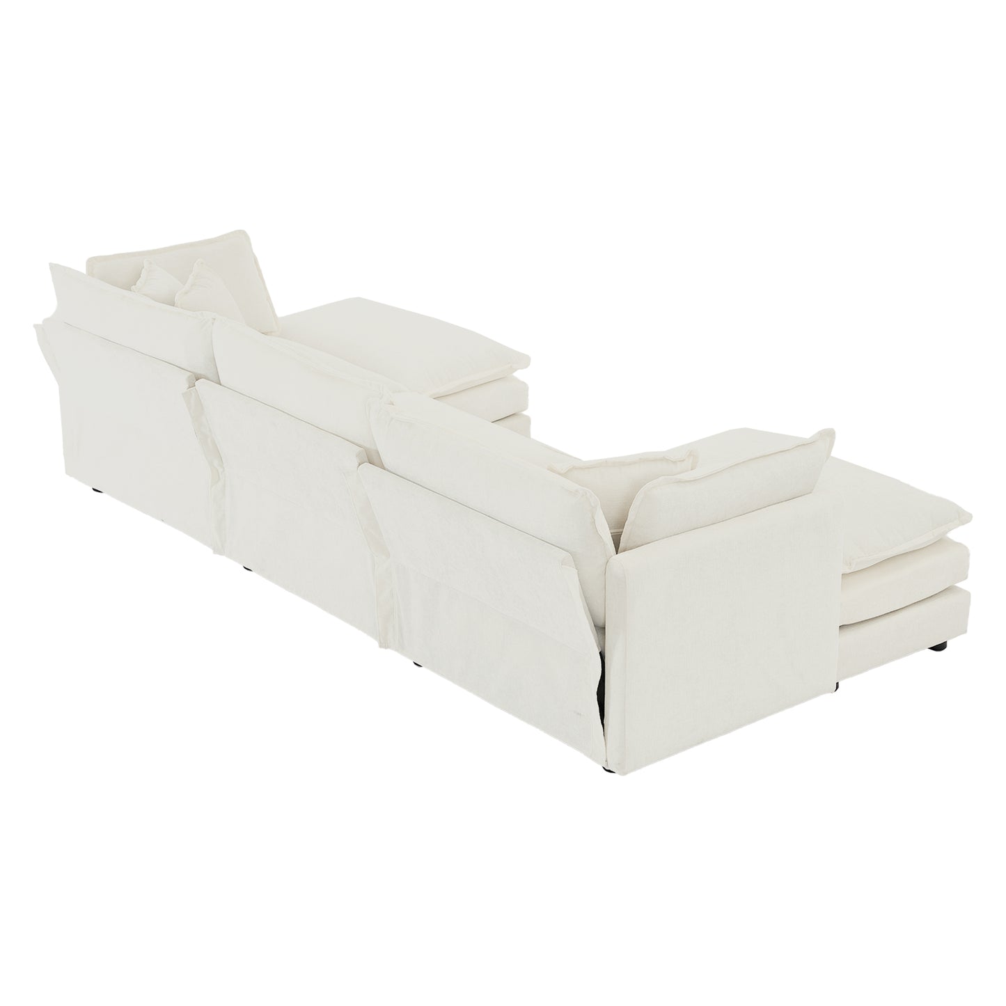 Allure Sofa Set White Chenille 1  Three Seater Sofa  + 2  Ottomans