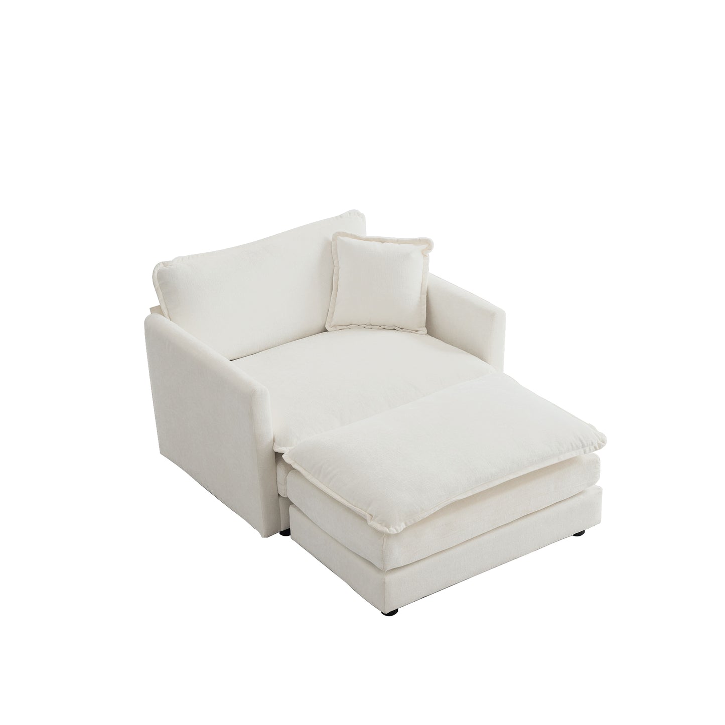 Allure Accent Chair With Ottoman White Chenille