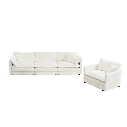 Allure Sofa Set White Chenille 3-1