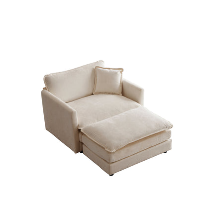 Allure Accent Chair With Ottoman White Chenille